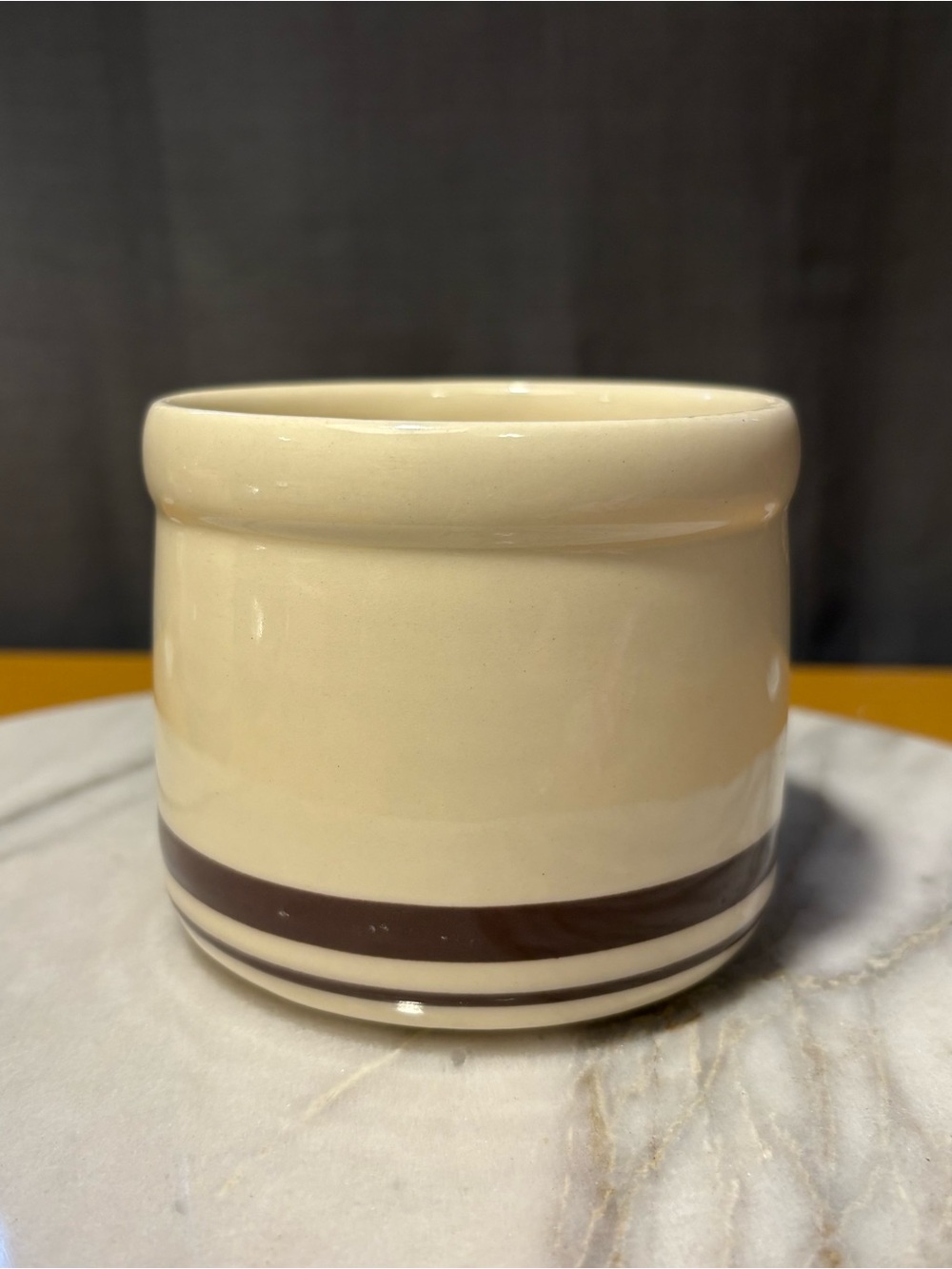 Mccoy Cream Ceramic Crock with Brown Banding